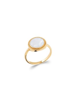 pierścionek z masą perłową pozłacany ze sklepu ANIA KRUK w kategorii Pierścionki - zdjęcie 118322678
