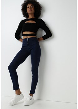 Granatowe Spodnie Skinny Gloimon ze sklepu Born2be Odzież w kategorii Spodnie damskie - zdjęcie 118571136