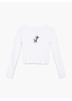 Cropp - Crop top z nadrukiem Looney Tunes - biały ze sklepu Cropp w kategorii Bluzki damskie - zdjęcie 118729205