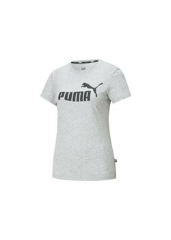Bluzka damska Puma z napisami szara z krótkim rękawem bawełniana sportowa z okrągłym dekoltem 