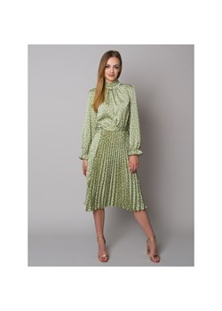 Sukienka zielona Willsoor midi w groszki z długimi rękawami 