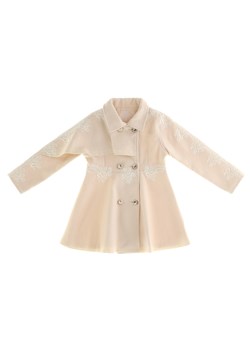 Beżowy płaszcz ozdobiony koronką Anima by Justyna Steczkowska ze sklepu Eye For Fashion w kategorii Płaszcze dziewczęce - zdjęcie 119049527