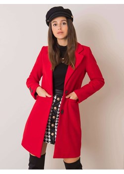 Czerwony płaszcz klasyczny ze sklepu Yups w kategorii Płaszcze damskie - zdjęcie 119501947