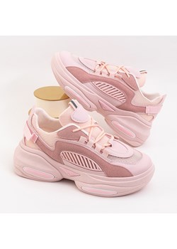 Różowe buty sportowe damskie Royalfashion.pl sneakersy wiązane na wiosnę 