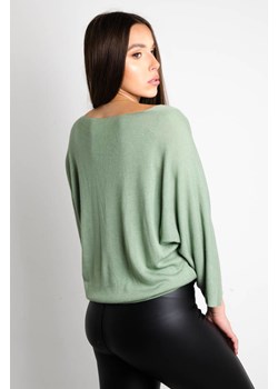 Olika sweter damski zielony z okrągłym dekoltem casualowy 
