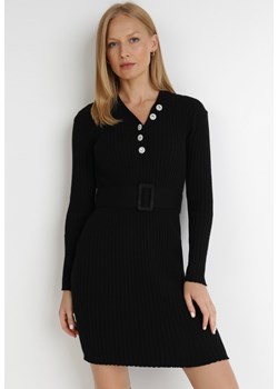 Czarna Sukienka Dzianinowa Aegyllis ze sklepu Born2be Odzież w kategorii Sukienki - zdjęcie 120452406