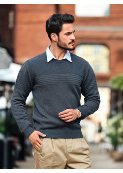 Sweter męski Lukas pod szyję - denim - M ze sklepu Swetry Lasota w kategorii Swetry męskie - zdjęcie 120659275