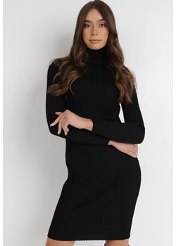 Czarna Sukienka Dzianinowa Rosea ze sklepu Born2be Odzież w kategorii Sukienki - zdjęcie 120799936