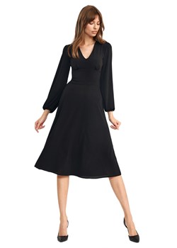 Klasyczna czarna sukienka midi - S194 ze sklepu Świat Bielizny w kategorii Sukienki - zdjęcie 121169515
