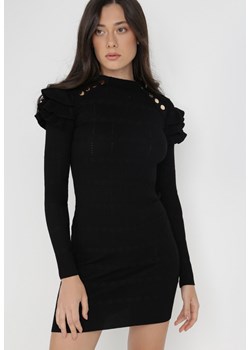 Czarna Sukienka Dzianinowa Chionane ze sklepu Born2be Odzież w kategorii Sukienki - zdjęcie 121320556
