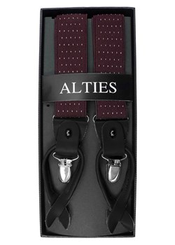 Szelki Klasyczne Bordowe w Drobne Kropki, Groszki Męskie, Zapięcie na Guziki lub Żabki -ALTIES SZALTS0050 ze sklepu JegoSzafa.pl w kategorii Szelki - zdjęcie 121413955