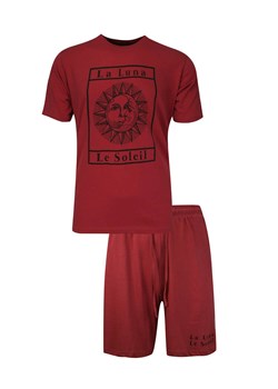 Piżama Męska, Czerwona Dwuczęściowa, Koszulka Krótki Rękaw, Krótkie Spodnie, Bawełniana PIZBRSSS21LUNArust ze sklepu JegoSzafa.pl w kategorii Piżamy męskie - zdjęcie 121425517