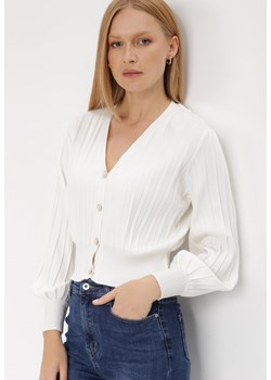 Biały Kardigan Thaeleia ze sklepu Born2be Odzież w kategorii Swetry damskie - zdjęcie 121478478
