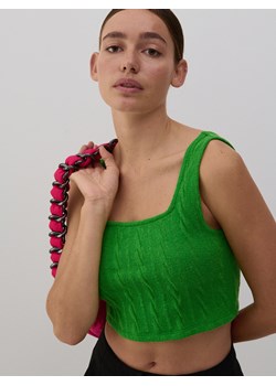 Bluzka damska Reserved zielona casual z okrągłym dekoltem 