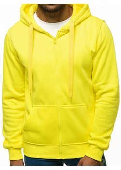 Bluza męska z kapturem rozpinana żółta-neonowa OZONEE JS/2008 ze sklepu ozonee.pl w kategorii Bluzy męskie - zdjęcie 122251945