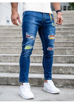 Granatowe spodnie jeansowe męskie regular fit Denley TF093 ze sklepu Denley w kategorii Jeansy męskie - zdjęcie 122315137