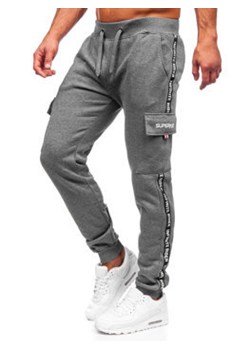 Szare bojówki spodnie męskie joggery dresowe Denley JX8715 ze sklepu Denley w kategorii Spodnie męskie - zdjęcie 122315186