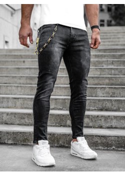 Czarne spodnie jeansowe męskie regular fit Denley TF098 ze sklepu Denley w kategorii Jeansy męskie - zdjęcie 122315339
