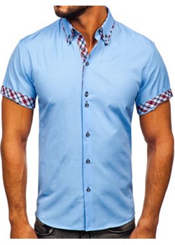 Koszula męska z krótkim rękawem błękitna Bolf 6540 ze sklepu Denley w kategorii Koszule męskie - zdjęcie 122315387