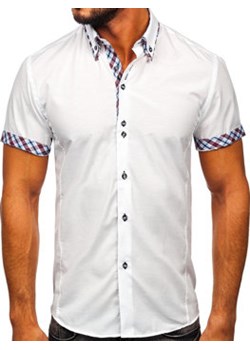 Koszula męska z krótkim rękawem biała Bolf 6540 ze sklepu Denley w kategorii Koszule męskie - zdjęcie 122315417