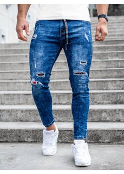 Granatowe spodnie jeansowe męskie regular fit Denley TF092 ze sklepu Denley w kategorii Jeansy męskie - zdjęcie 122315439