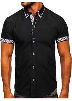 Koszula męska z krótkim rękawem czarna Bolf 6540 ze sklepu Denley w kategorii Koszule męskie - zdjęcie 122315445