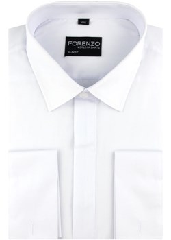 Biała koszula męska Forenzo elegancka z długim rękawem z klasycznym kołnierzykiem na wiosnę z tkaniny 