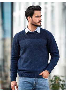 Sweter męski pod szyję - Patryk (duży) - jeans-granat melanż - 3XL ze sklepu Swetry Lasota w kategorii Swetry męskie - zdjęcie 122410129