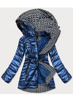 Metaliczna kurtka damska z kapturem niebieska (w717) ze sklepu goodlookin.pl w kategorii Kurtki damskie - zdjęcie 122563445