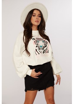 Biała bluza damska z nadrukiem tygrysa ze sklepu MONNARI w kategorii Bluzy damskie - zdjęcie 122621725