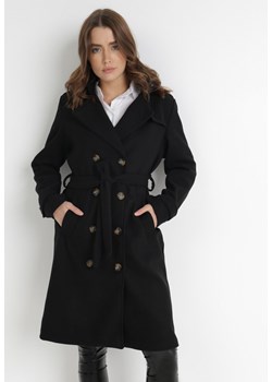 Czarny Płaszcz Lineris ze sklepu Born2be Odzież w kategorii Płaszcze damskie - zdjęcie 122885947