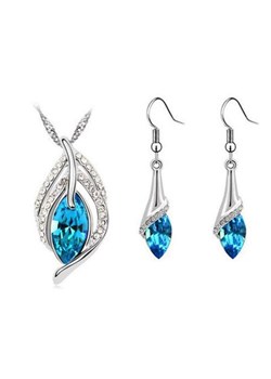 Komplet biżuterii liście błękitne łezki ze sklepu LOVRIN w kategorii Komplety biżuterii - zdjęcie 123148208