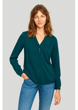 Ciemnozielona bluzka, dekolt typu henley ze sklepu Greenpoint.pl w kategorii Bluzki damskie - zdjęcie 123524618