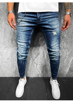 Spodnie jeansowe męskie niebieskie OZONEE O/B6326 ze sklepu ozonee.pl w kategorii Jeansy męskie - zdjęcie 124270895