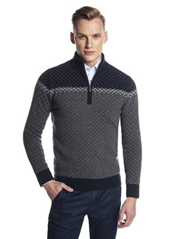 Szary sweter ze stójką z zamkiem Recman NORDEN ze sklepu Eye For Fashion w kategorii Swetry męskie - zdjęcie 124433046