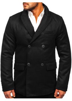 Czarny dwurzędowy krótki płaszcz męski zimowy Denley 79B3 ze sklepu Denley w kategorii Płaszcze męskie - zdjęcie 124441227
