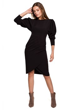 S284 Sukienka z bufiastymi rękawami - czarna ze sklepu Świat Bielizny w kategorii Sukienki - zdjęcie 124550646