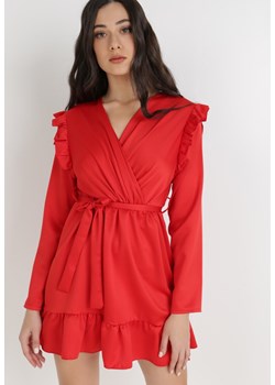 Czerwona Sukienka Satynowa Poreimia ze sklepu Born2be Odzież w kategorii Sukienki - zdjęcie 124657277