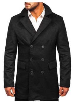Czarny długi dwurzędowy płaszcz męski zimowy Denley 79B3-073 ze sklepu Denley w kategorii Płaszcze męskie - zdjęcie 124662085
