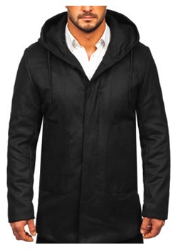 Czarny płaszcz męski zimowy z kapturem Denley 79B3-197 ze sklepu Denley w kategorii Płaszcze męskie - zdjęcie 124662086