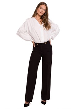 K114 Spodnie z prostymi nogawkami - czarne ze sklepu Świat Bielizny w kategorii Spodnie damskie - zdjęcie 124662285