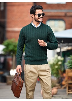 Sweter męski - wełna merino - Fabiano - zielony - M ze sklepu Swetry Lasota w kategorii Swetry męskie - zdjęcie 124670179