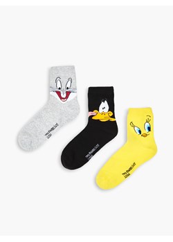 Cropp - 3 pack skarpetek z nadrukiem Looney Tunes - żółty ze sklepu Cropp w kategorii Skarpetki damskie - zdjęcie 124775259