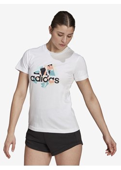 Bluzka damska Adidas Performance z napisami z okrągłym dekoltem sportowa z krótkim rękawem 