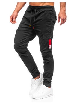 Czarne spodnie joggery bojówki męskie Denley R8702 ze sklepu Denley w kategorii Spodnie męskie - zdjęcie 124912095
