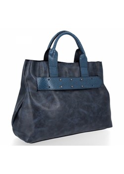 Firmowa Torebka Damska Shopper Bag XL z kosmetyczką Granatowa (kolory) ze sklepu PaniTorbalska w kategorii Torby Shopper bag - zdjęcie 124948427