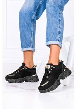 Czarne sneakersy na platformie buty sportowe sznurowane Casu J2293-1 ze sklepu Casu.pl w kategorii Buty sportowe damskie - zdjęcie 125307969