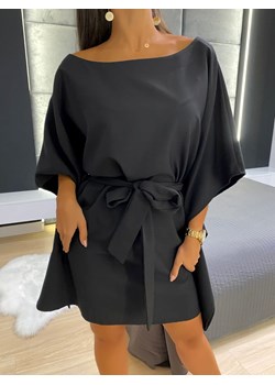 Sukienka czarna Modnakiecka.pl luźna z długim rękawem mini 