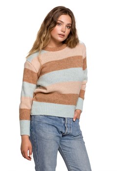 BK071 Sweter w pasy wielokolorowe - model 2 ze sklepu Świat Bielizny w kategorii Swetry damskie - zdjęcie 125319548