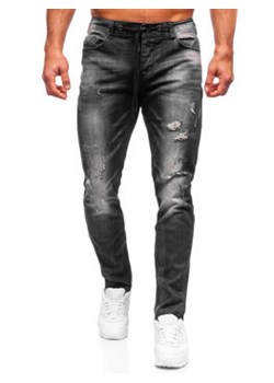 Czarne spodnie jeansowe męskie slim fit Denley MP005N ze sklepu Denley w kategorii Jeansy męskie - zdjęcie 125431978